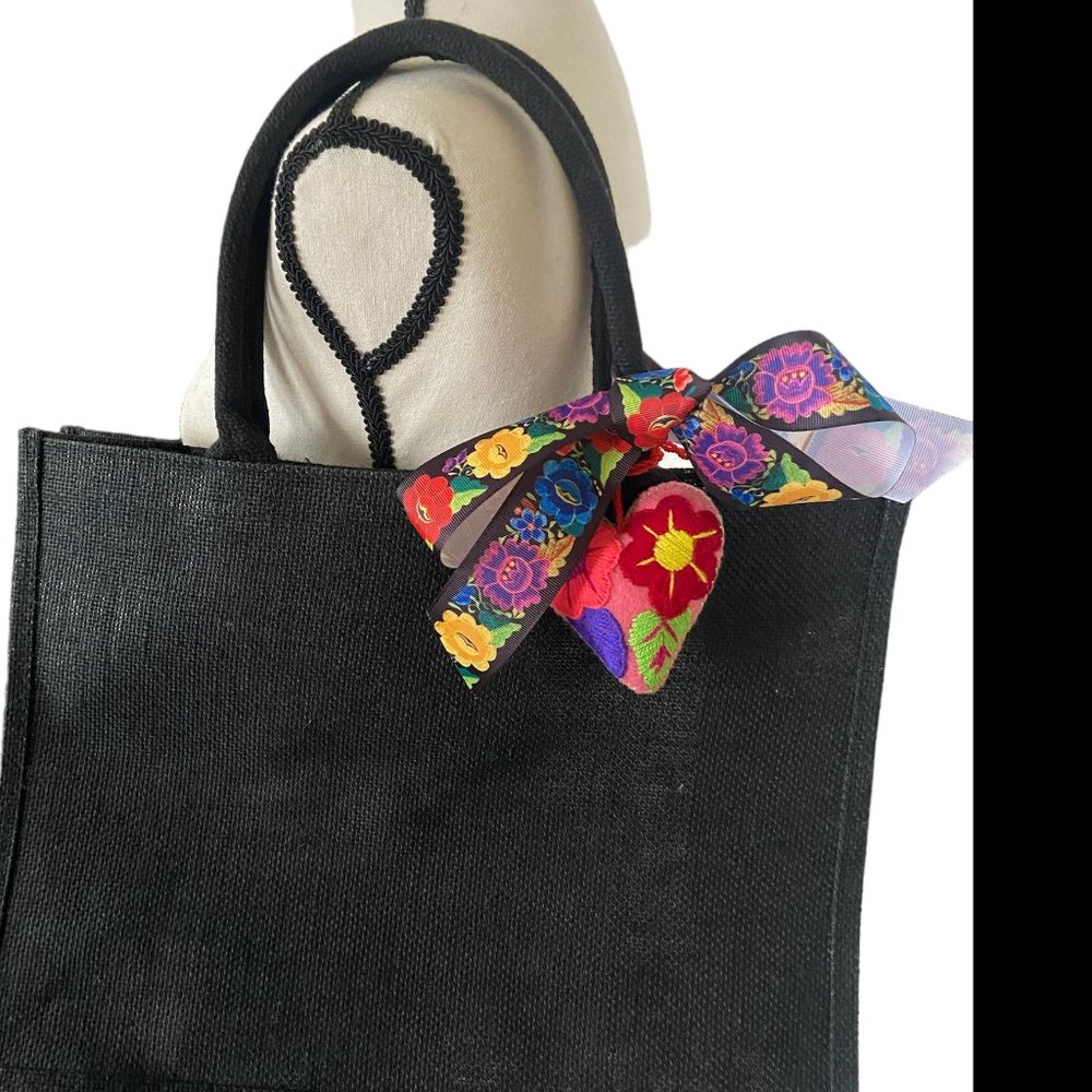 Summer Black Tote Bag w/bow